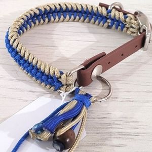 1/2" Blue and Gold Paracord Dog Collar with Adjustable Adapter